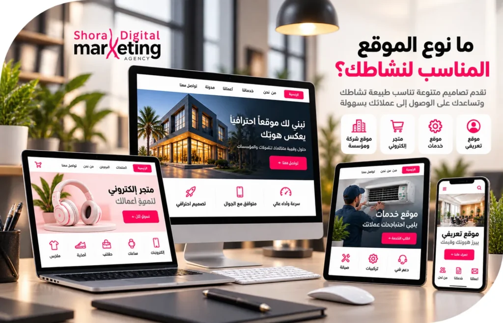 أنواع تصميم المواقع للشركات والمتاجر